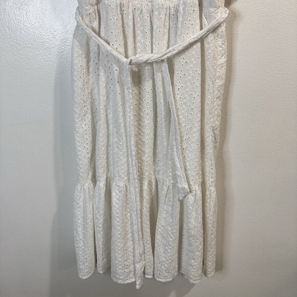 Draper James RSVP Dress L White Eyelet Lace Midi Square Coquette Cottage - Picture 7 of 11